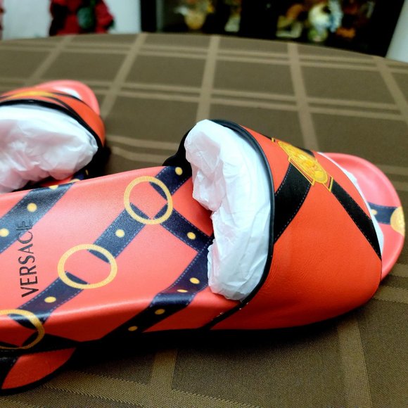 Authentic Versace Red Bondage Flip-Flops Slides - Picture 11 of 11